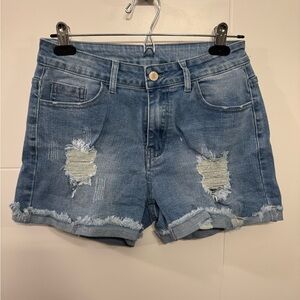 NEW Denim Jean Shorts M Distressed Medium Wash Ripped Stretch